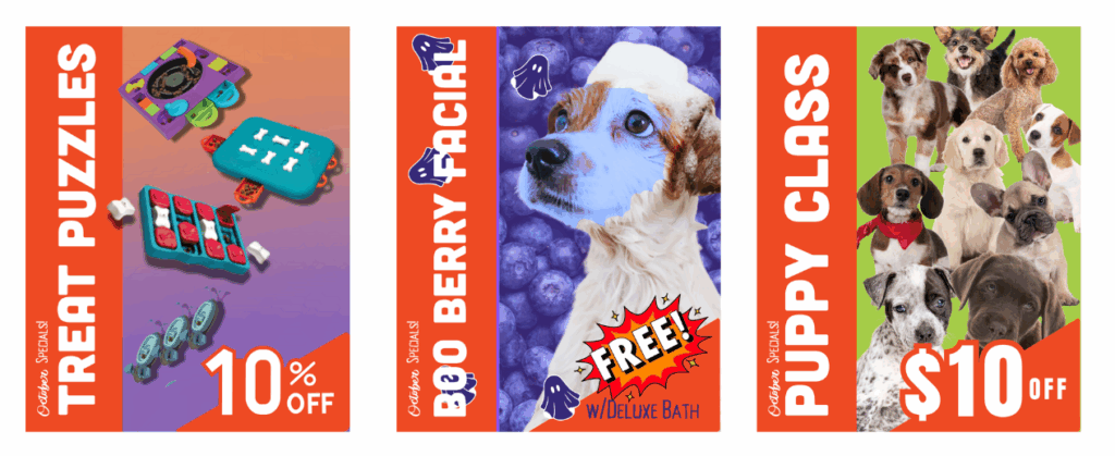 October Specials, Grooming, Traing, Retail